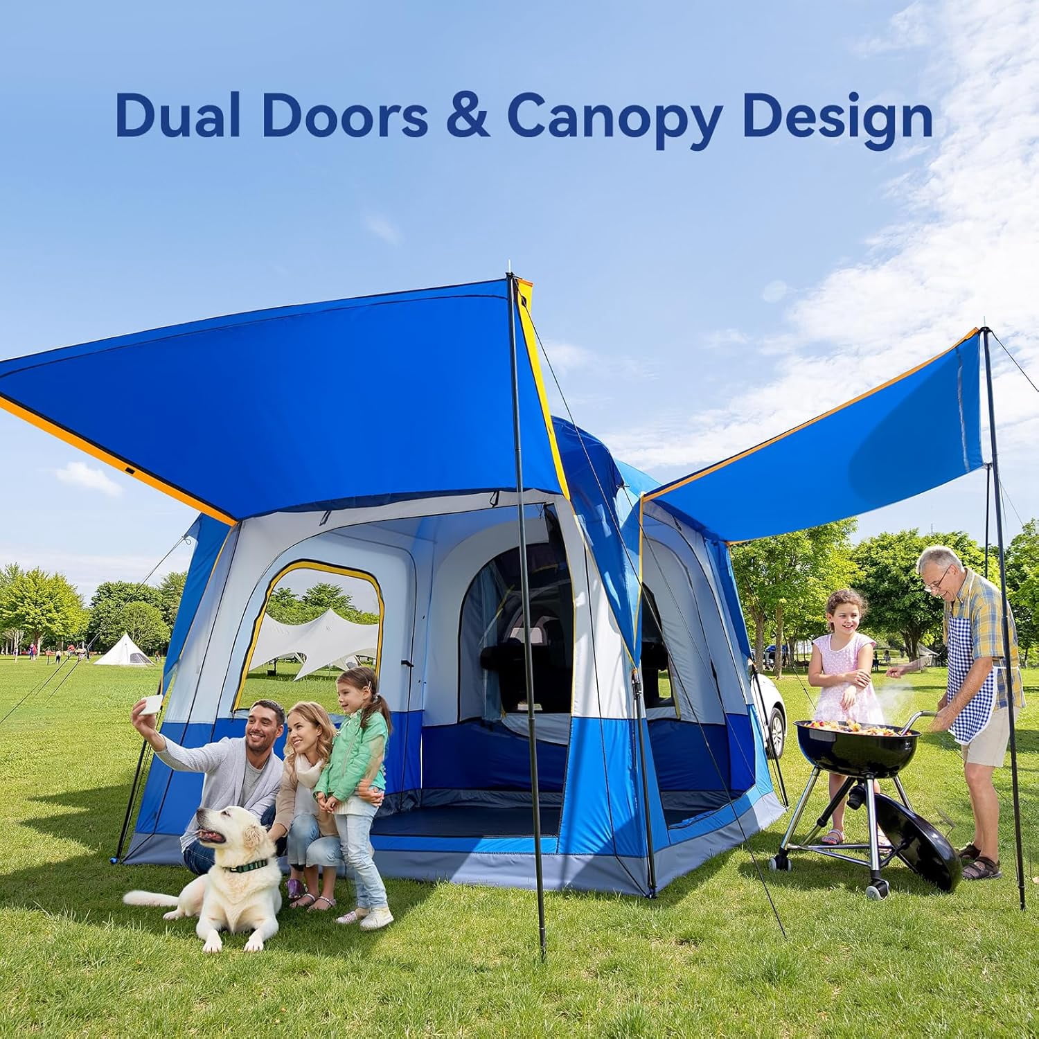 Bronkige 4/6/8 Person SUV Tent, Easy Setup & Spacious SUV Tailgate Tent with Large Mesh Windoors, Rainfly & Awning, Perfect for Family & Group Outdoor Adventures