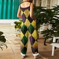 thumbnail image 3 of Fgvctg Mardi Gras Women's Jumpsuits Wide Leg Pant Vintage Overall Mask Print Sleeveless Carnival Party Spaghetti Straps Jumpsuits Rompers Bib Overalls Loose With Pockets Earthy Yellow XXL, 3 of 4