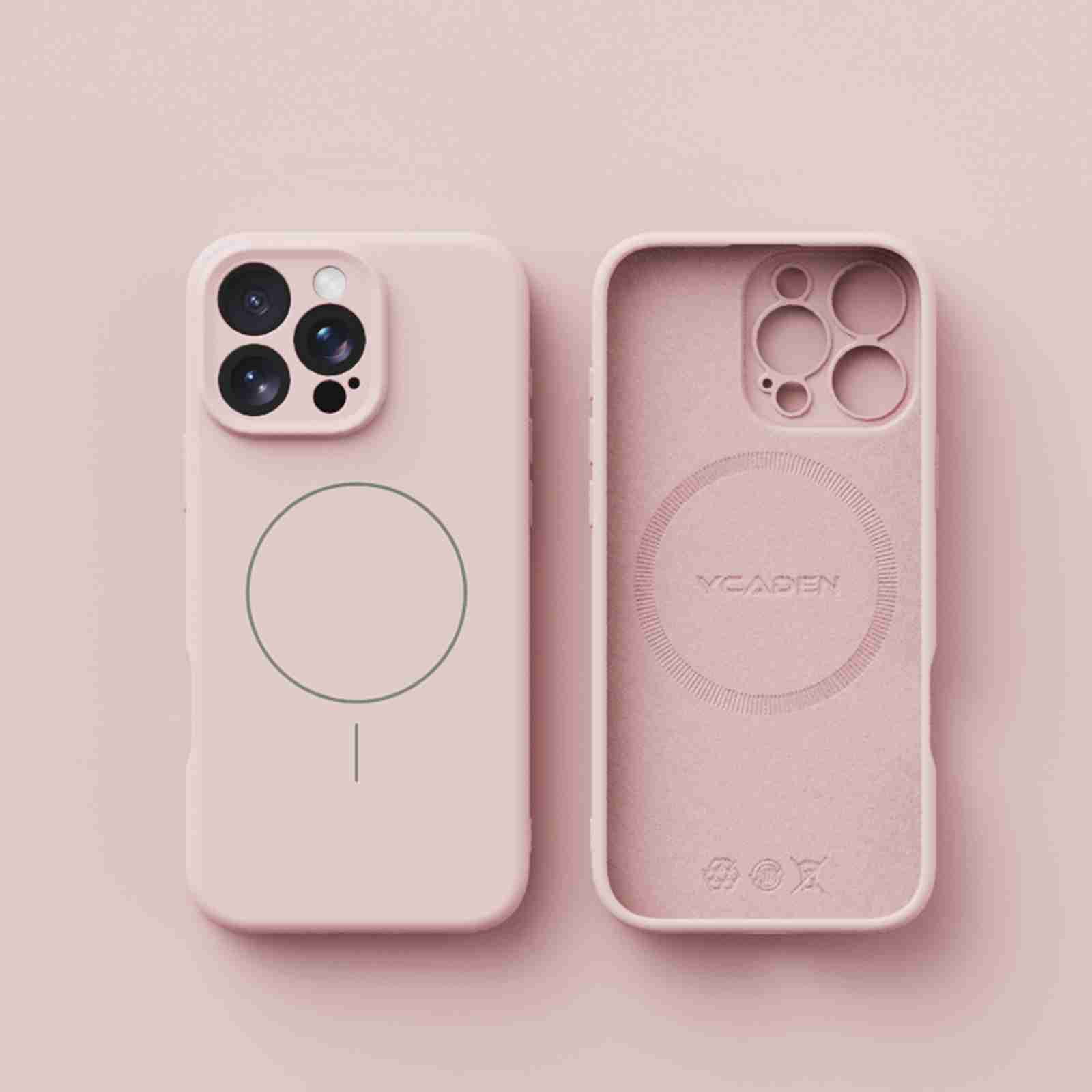 Dteck Magnetic for iPhone 16 Pro Max Case, Compatible with MagSafe Accessory, Silicone Camera Control Button Protection Anti-Scratch Soft Microfiber Lining Wireless Charging Support Cover, Pink