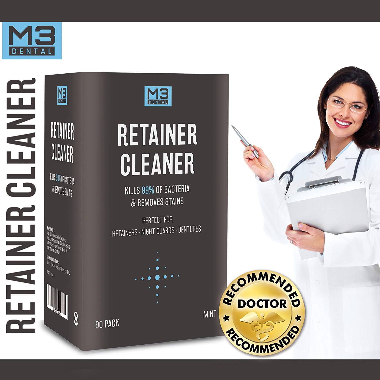 Buy M3 Naturals Retainer and Denture Cleaning Tablets Removes Bacteria