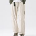 thumbnail image 4 of successthop Cargo Pants for Men Solid Workwear with Pockets Oversized Straight Casual Trousers Black, 4 of 6