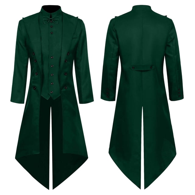 DuoJiaJ Manteau Mi-Long Punk Rétro Médiéval pour Homme