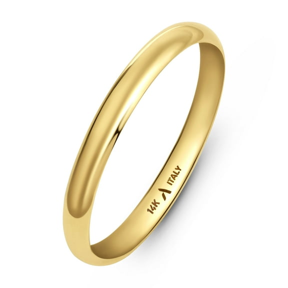 Amberta Solid Italian 14K Gold Wedding Bands for Women Men | Real 14K Gold Wedding Rings His and Hers | Polished Premium Yellow White Rings for Him and Her: 2 mm Yellow Gold Ring Size 4.25