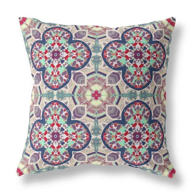 HomeRoots 411834 Coussin d'Intérieur et d'Extérieur 16 Po. Mauve & Trèfle Bleu, Marron & Vert