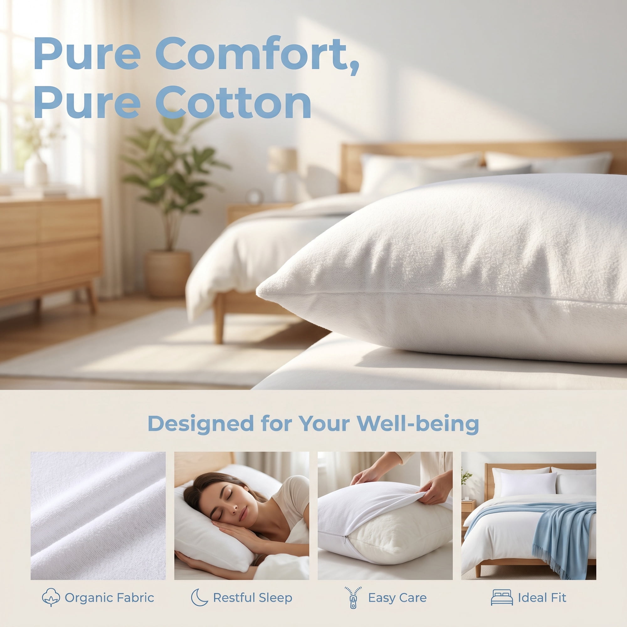 Unique Bargains 2Pcs Standard Size Waterproof Polyester Pillowcases White 20" x 26"