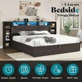 thumbnail image 5 of Merluxy Full Size Lift Up Storage Bed Frame with Bookcase Headboard & Charging Station, Black, 5 of 10