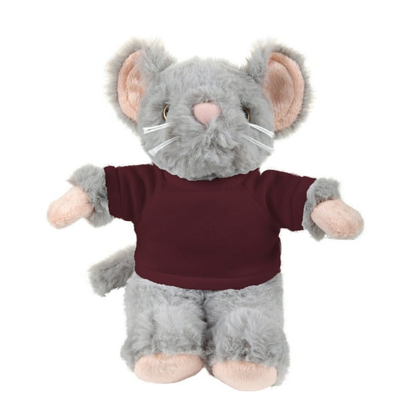 Plushland 8 Inch Floppy Mouse with Tee Plush Stuffed Animal Personalized Gift - Custom Text on Shirt - Great Present for Mothers Day, Valentine Day, Graduation Day, Birthday