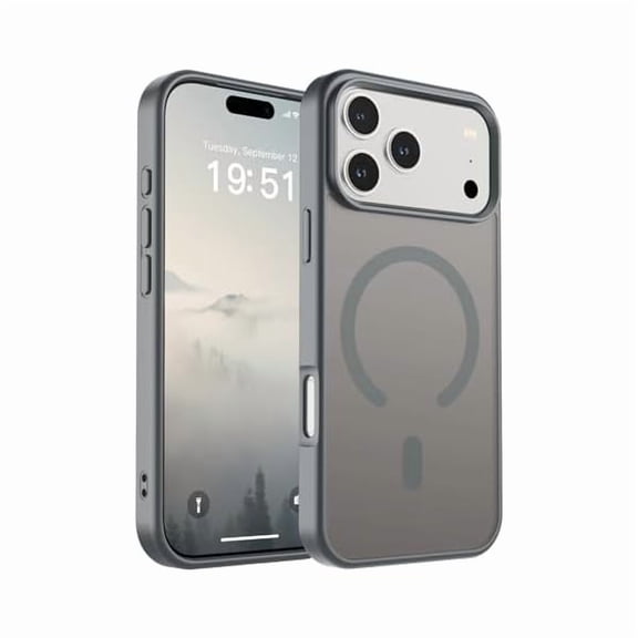 ZHU997 Magnetic for iPhone 17 Pro Max Case (Compatible with MagSafe)(Military Grade Drop Protection) Translucent Matte Shockproof with Anti-Fingerprint Phone Cover 2025,Gray