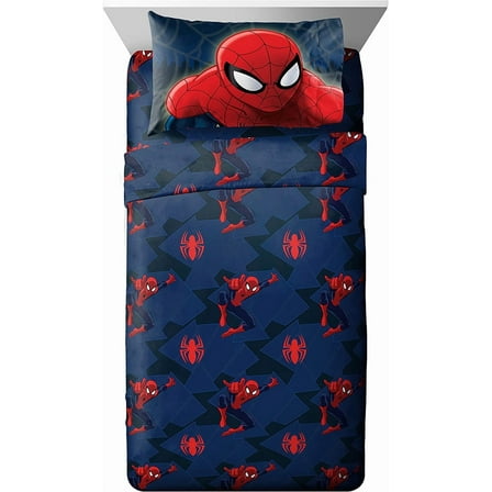 Spider-man Saving the Day Full Sheet Set; Blue & Red - 4 Piece