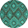 thumbnail image 1 of Ahgly Company Machine Washable Indoor Round Southwestern Turquoise Blue Country Area Rugs, 5' Round, 1 of 4