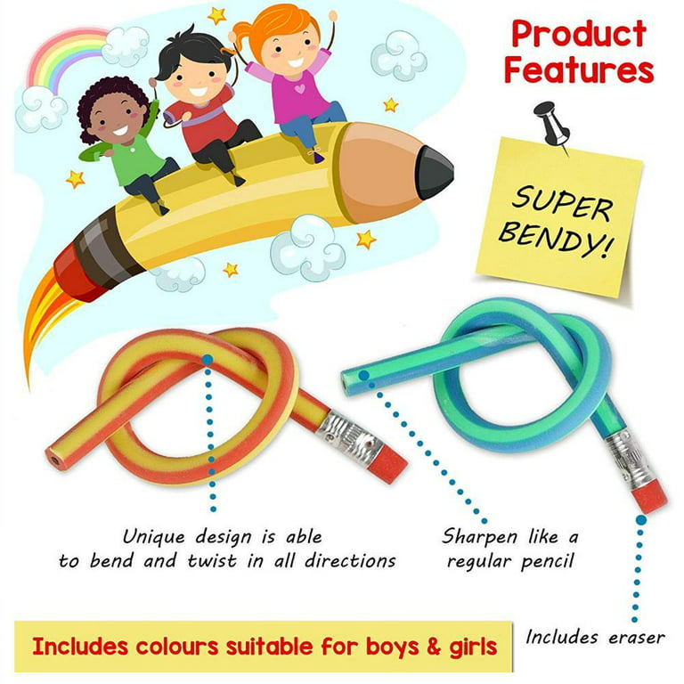 Bendy Pencils - Flexible For Kids of all ages. Great fun. HB Lead. 4 or 40
