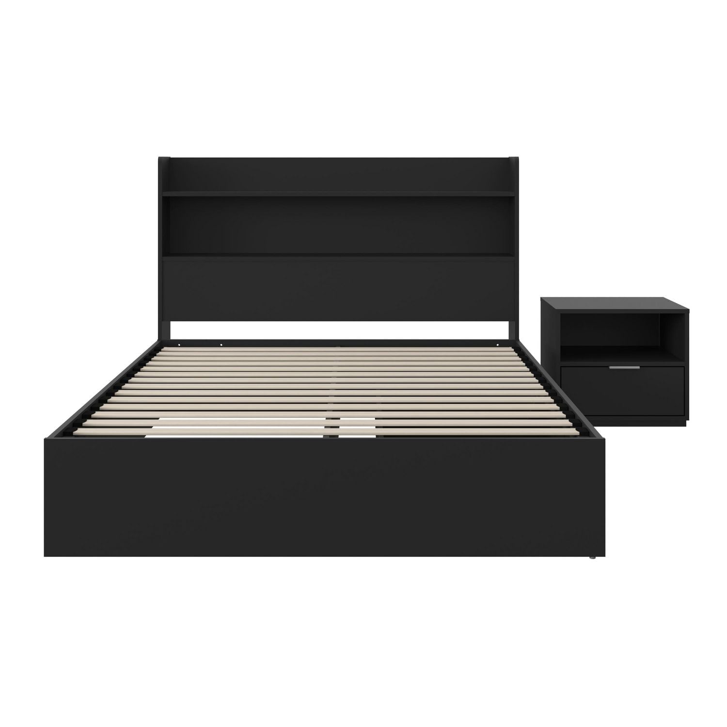 Nexera Hunter Platform Bed With Headboard And 1-Drawer Nightstand