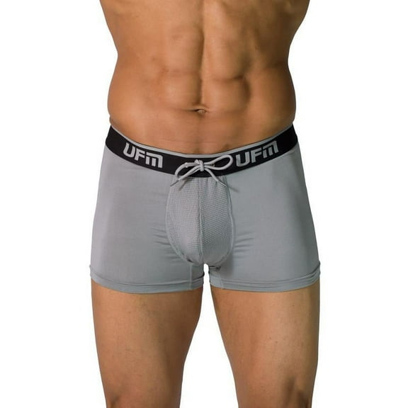 UFM Men’s Polyester Trunk w/Patented Adjustable Support Pouch Underwear for Men Gray 38