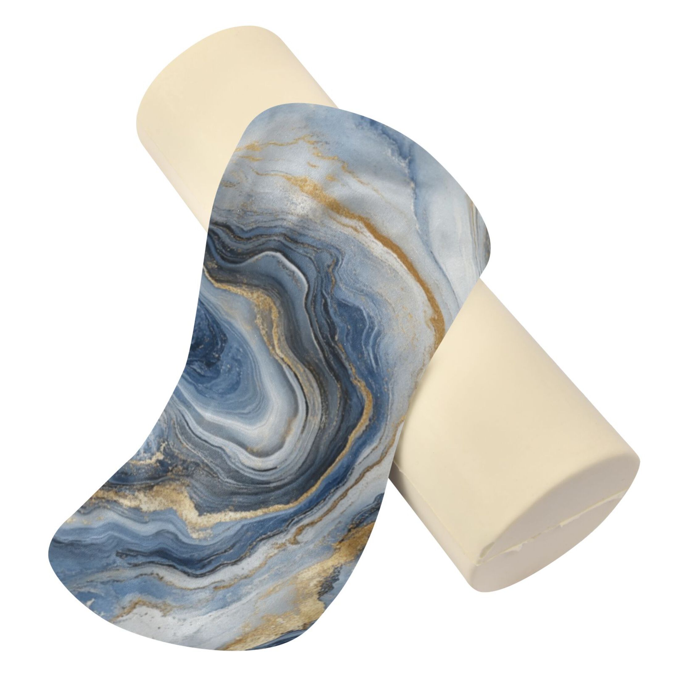 Neck pillow Round Cervical Pillow Cylindrical Pillow Lumbar Pillow Sofa Headrest Pillow Support For the Back, Neck and Head Blue Marble
