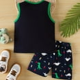 thumbnail image 3 of Hiijoy Toddler Boys Cotton Pajamas Cartoon Dinosaur Print Tank Top Shorts Sleepwear Homewear, 3 of 8