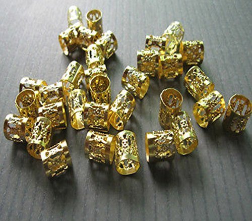 Set Dread Jewelry Semi Precious Stones Gold River RastaBeers Set Beads for Dreadlocks Gold River