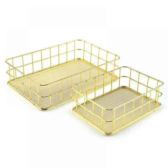 AMERTEER Wire Baskets for Organizing Household Pantry Baskets for Storage Metal Baskets for Pantry Storage Wire Baskets for Storage Pantry Wire Storage Baskets Gold Metal Storage Bins 2