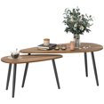 thumbnail image 1 of HOMCOM Ensemble de 2 Tables Basses Gigognes, Tables d'Appoint avec Pattes en Acier, Brun, 1 of 10
