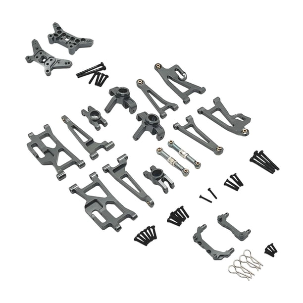 Kits de actualización de metal para coche RC a escala 1:14, soporte de buje trasero, placa amortiguadora, pasador R Gris