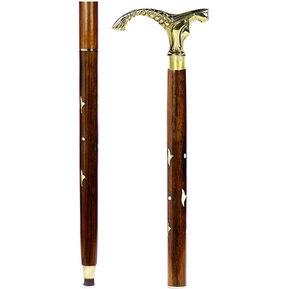 Aluminum & Brass Decorative Rosewood Walking Cane | Full Size Walking-Stick for Men & Women |