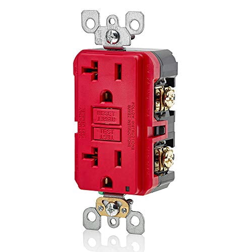 Leviton Self Test Slim GFCI Outlet with Wallplate 20 Amp Tamper Resistant Red