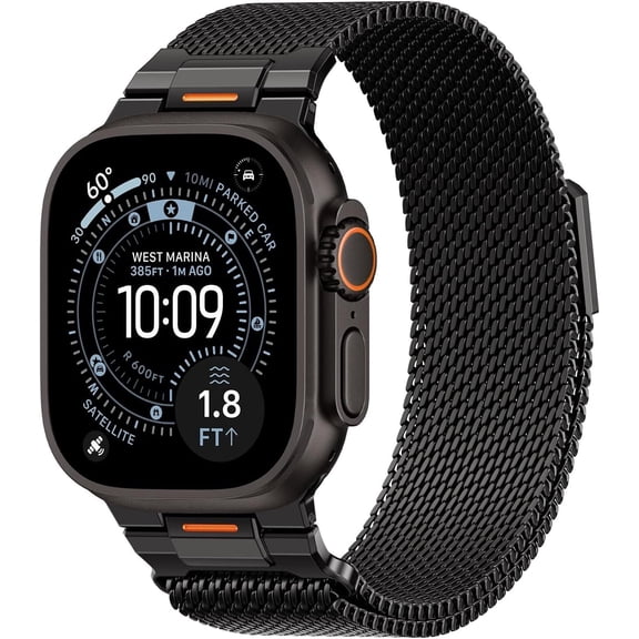 MJSHUN Milanese Loop- Compatible with Apple Watch Ultra 3 2 1 Band for Men 49mm 46mm 45mm 44mm 42mm 41mm 40mm 38mm,Magnetic Mesh Metal Strap Wristband for iWatch SE 3/2 Series 11/10/9/8/7/6/5/4 Ultra
