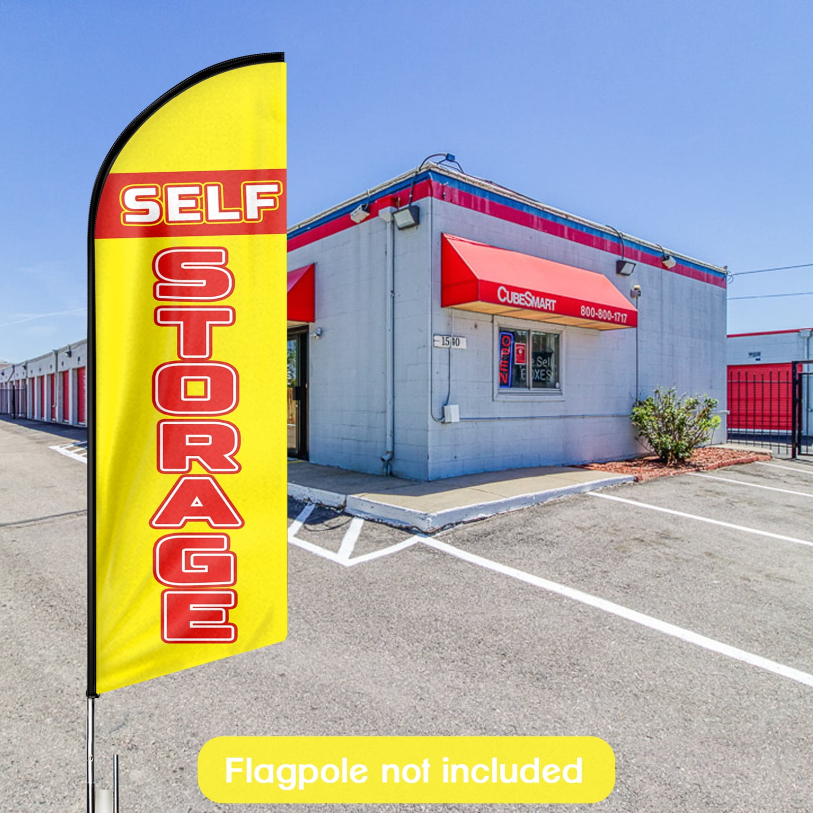 QSUM self storage Sign Feather Flag,8ft self storage Outdoor Advertising Flag, self storage Business Sign,self storage Swooper Flag（Flag Only）