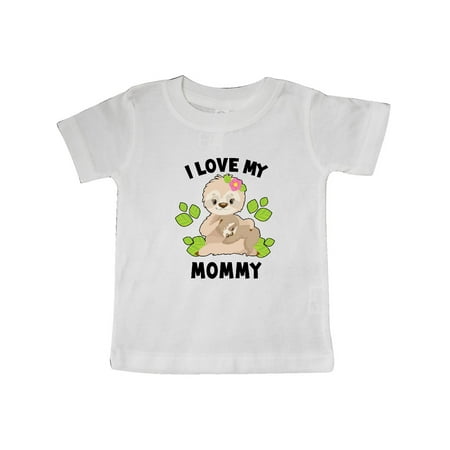 

Inktastic Cute Sloth I Love My Mommy with Green Leaves Gift Baby Boy or Baby Girl T-Shirt