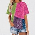thumbnail image 1 of Hooded & Blouse Georges Hauts pour Femmes Liquidation, Mode T-Shirt Décontracté pour Femme à Manches Courtes Col Rond Imprimé Haut Blouse pour Dames, 1 of 5