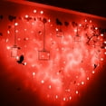 thumbnail image 3 of Cortina de luces LED con forma de corazón para decoración de ventanas y paredes, ideal para bodas (sin batería, color rojo), 3 of 6
