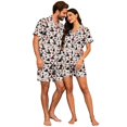 thumbnail image 4 of WJOSBXT Matching Halloween Pajama Sets for Men Women Ghost Skeleton Graphic Sleepwear Button Down Shorts Sleeve Shirts & Pajama Shorts Lightweight Gothic Loungewear Sets, 4 of 6