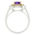 thumbnail image 4 of 1.615 ctw with Simulated Diamond Halo Accents Anniversary Ring for Women | Round Cut Natural Amethyst | Hyperallergenic Solid 18K White/Yellow Gold, 4 of 5