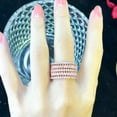 thumbnail image 5 of Multilayer Silver Plated Cubic Zircon Amerian Crystal Big Leaf Wide Wedding Ring, 5 of 9
