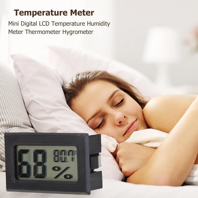 Medidor De Humedad Mini termómetro digital LCD para medir la temperatura y la humedad (negro Fahrenheit) Wdftyju Libre de BPA