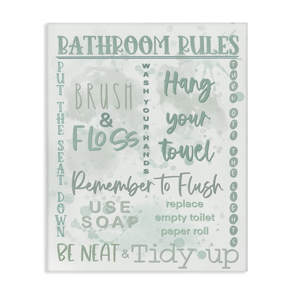 Stupell Industries Cottage Green Bathroom Rules Canvas Art, 16 x 20, by Matthew Piotrowicz