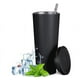 thumbnail image 3 of Vaso estrecho de acero inoxidable con tapa y pajita, 750 ml, reutilizable, vaso de agua aislado al vacío, taza de viaje de doble pared con pajita para café, té, bebidas Adepaton LKX-1068-6, 3 of 8