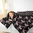 thumbnail image 4 of Feelyou Black Pink Ribbon Full Size Comforter Sets for Teens, Fashion Stripes Bow Bedding Comforter Set, Kawaii Bowknot Theme Reversible Bedding Sets, Luxury Bedroom Decor, 3pcs, 4 of 8