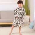 thumbnail image 4 of LYMAYTER Girls Boys Hooded Night Robe for Kids Toddler Long Sleeve Flannel Robe Baby Printed Loungewear 1-10 Years, 4 of 9