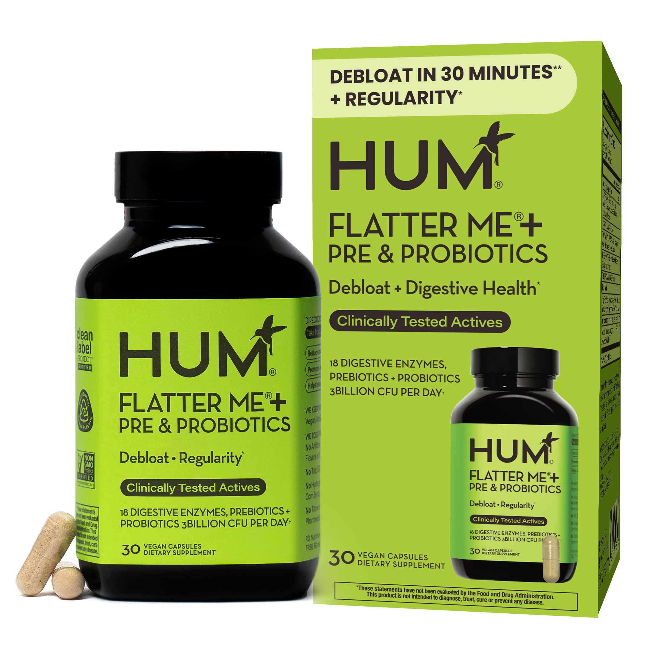HUM Nutrition Flatter Me®, Digestive Enzyme Supplement for