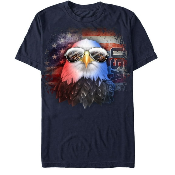 Men's Lost Gods Fourth of July American Eagle in Sunglasses Graphic Tee Navy Blue X Large