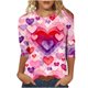 thumbnail image 2 of Xuyuer Womens Valentine T Shirts Love Heart Printed Graphic Tee Tops Spring Shirts Halloween Round Neck 3/4 Length Sleeve Graphic Tee Tops Fashion Casual Printed T-Shirt Top, 2 of 6
