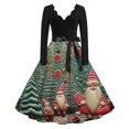 thumbnail image 2 of Christmas Dresses for Women Women's Casual And Fashionable Christmas Print V Neck Big Hem Dress Long Sleeved Dress with Christmas Tree Print for Holiday Party,Army Green,L, 2 of 4