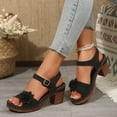 thumbnail image 6 of Htigea Womens Chunk Heel Sandals Fashion Open Toe Thick Soled Sandals with Ankle Strap Buckle Black 5.5, 6 of 8