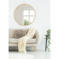 thumbnail image 5 of Kate and Laurel McLean Mid-Century Wood Framed Wall Mirror, 30 inch Diameter, Natural, Decorative Modern Round Mirror, 5 of 7