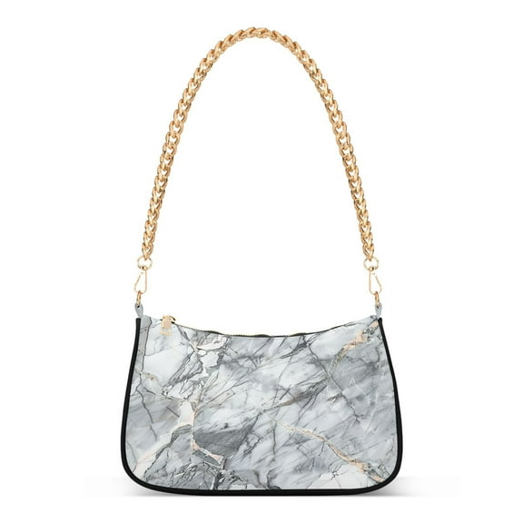 Ryvnso Grey Marble Pattern Womens Chain Shoulder Bag Tote Handbags Clutch Hobo Purse with Zipper for Travel