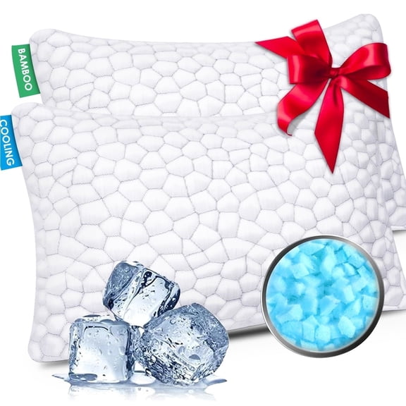 SUPA MODERN Cooling Shredded Memory Foam Bed Pillows, Queen Size 2-Pack, Adjustable Soft and Firm for Side, Back & Stomach Sleepers