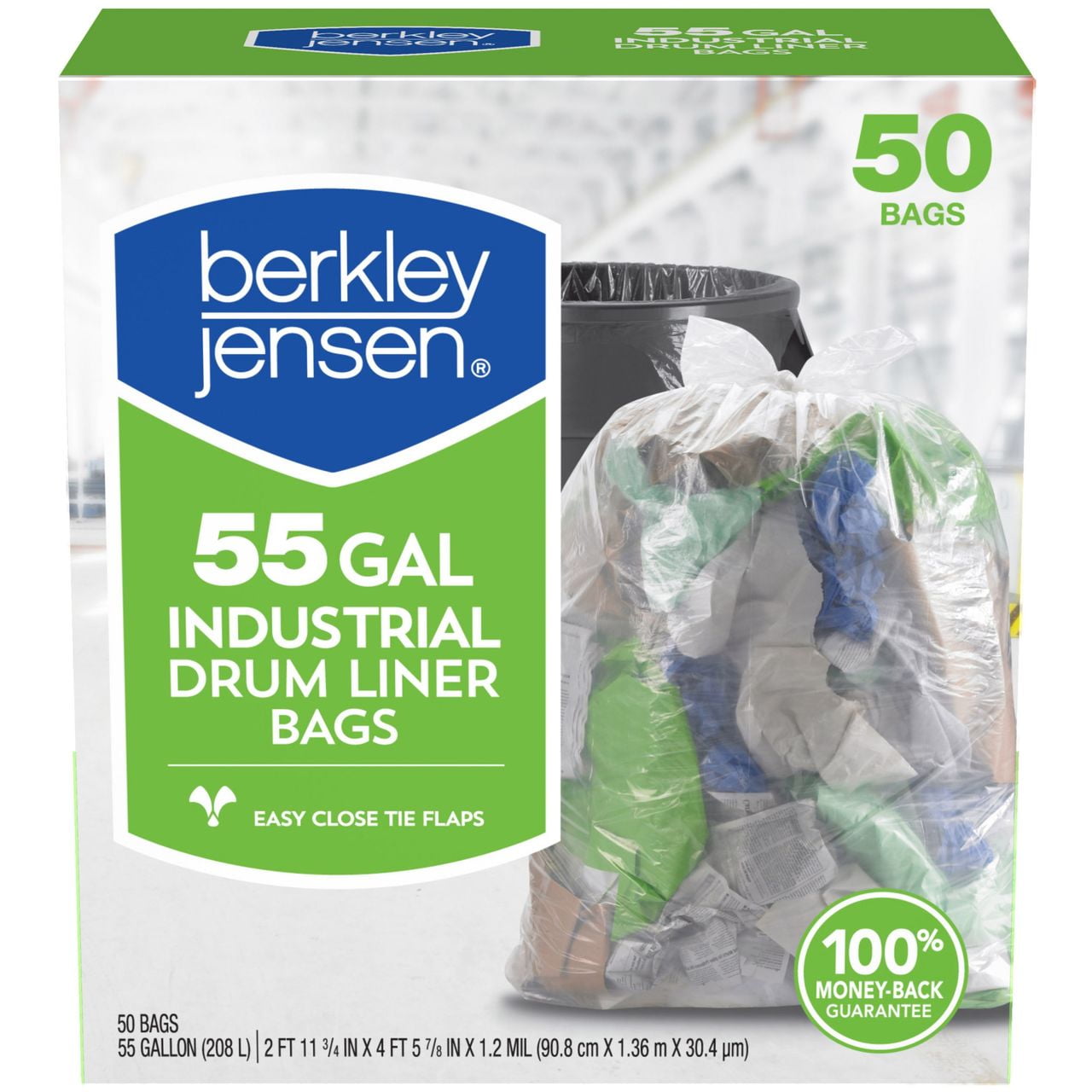 Product of Berkley Jensen 55Gal. 1.2mil Industrial Drum Liner Bags, 50 ct.
