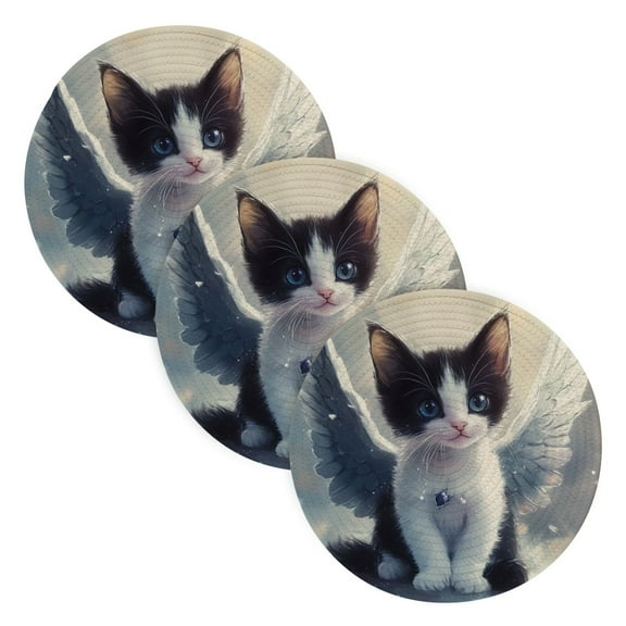 BZSMCE Mats for Pots,Pans Place Cute Cats with Wings Simple Style Pattern Pot Mats