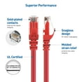 thumbnail image 4 of Cable Matters 10Gbps Snagless Short Cat 6 Ethernet Cable 3 ft (Cat 6 Cable Cat6 Cable Internet Cable Network Cable) in Red, 4 of 5