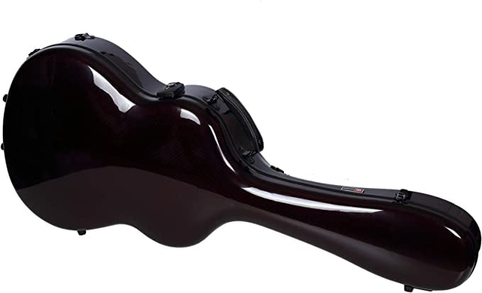 Crossrock Air Carbon 4/4 classical guitar case, 100% carbon fiber hard shell with backpack and protective cover, Red